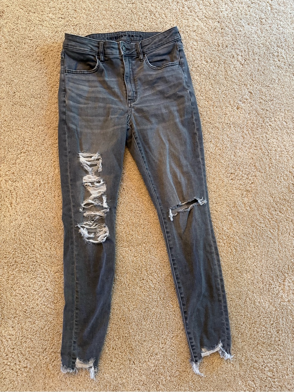 American Eagle Outfitters Women's Skinny Ripped Jeans - Charcoal